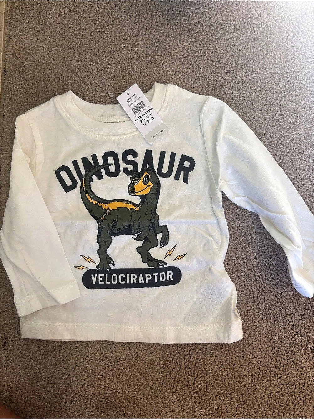 Gap Dinosaur Graphic Long sleeve Baby 6-12 Months NWT